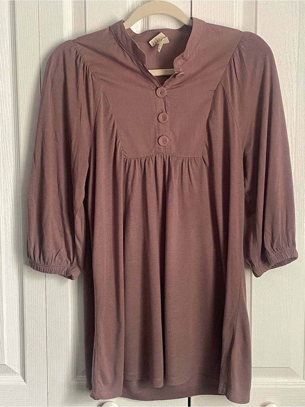 Old Navy Dusty Mauve Button-Front Peasant Blouse/ Babydoll/Tunic Too, Medium